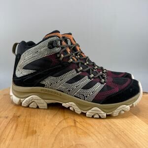 Merrell Moab 3 Stitch Mid Mens Size 10.5 Shoes Boots Suede Leather Black Coyote